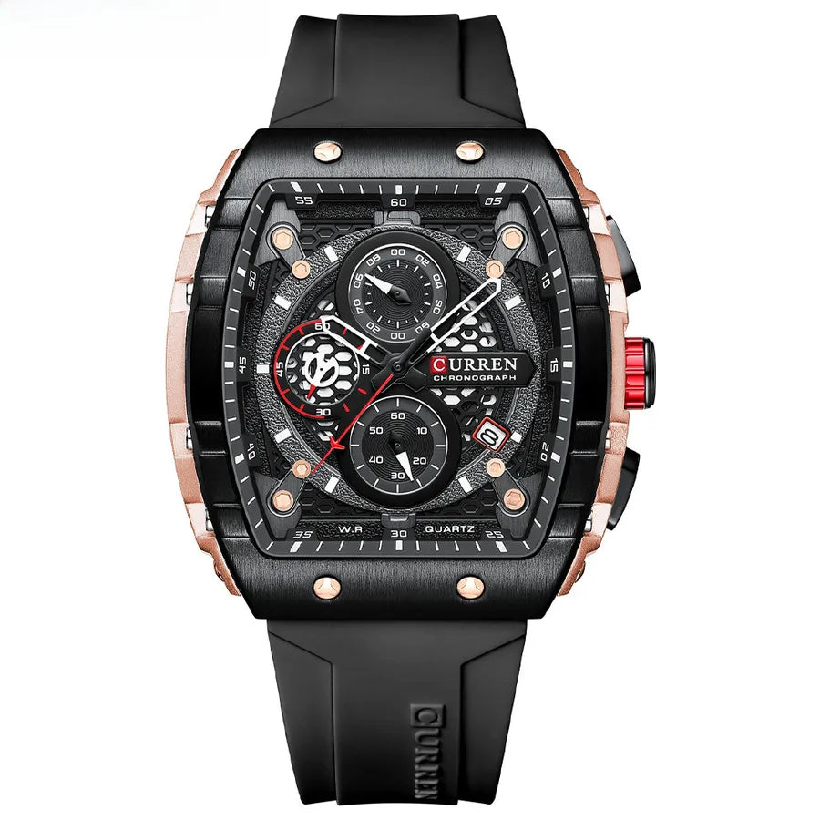 CURREN Karin 8442 Men's Waterproof Six-pin Quartz Calendar Tape Men's Multi-function Wristwatch Men's Watch