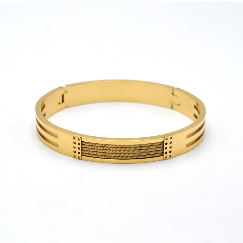 Roman Style British Style Geometric Titanium Steel Men's Bangle Men Cuff & Bangle