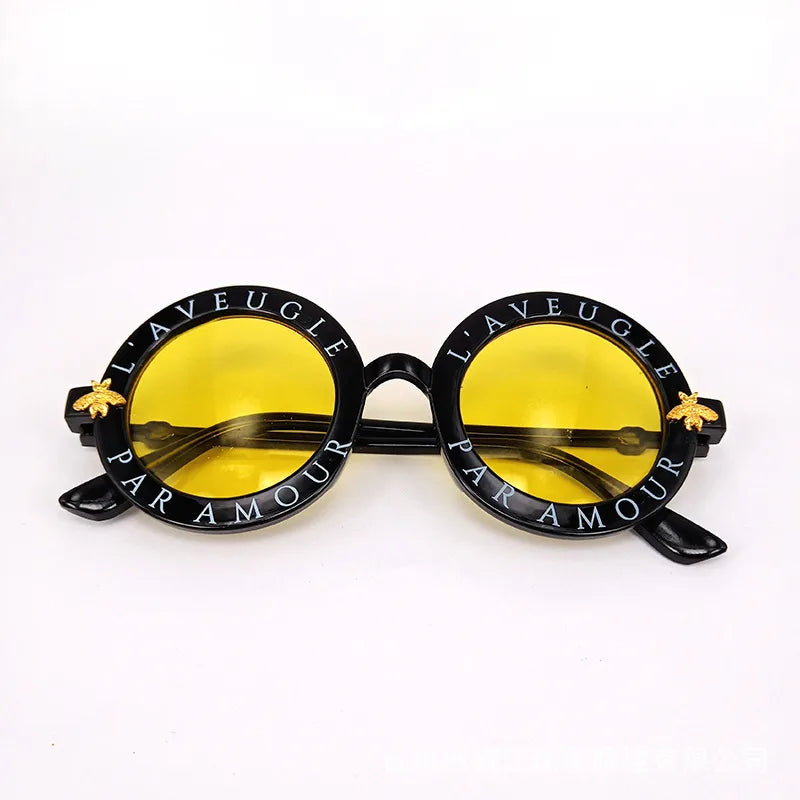 Factory in stock wholesale  new children's glasses round sunglasses small bee baby colorful sunglasses