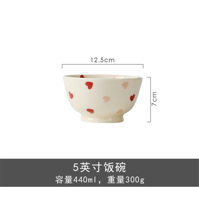 cute heart ceramics plate tableware mug 1 piece