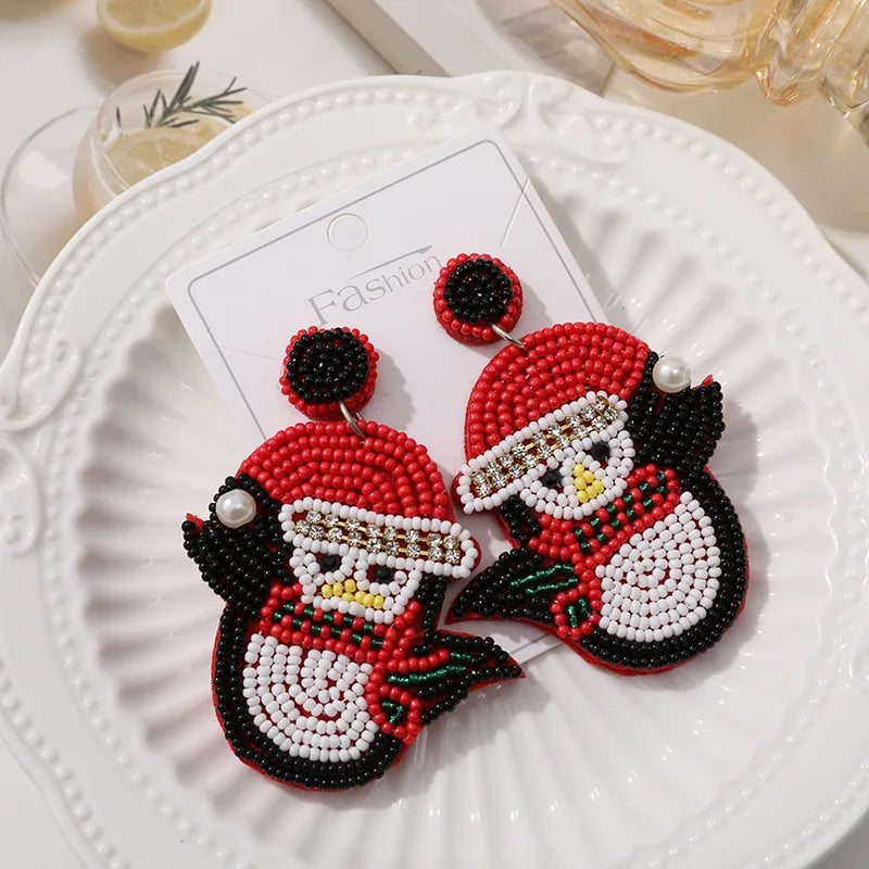 Handmade Christmas Tree Pumpkin Snowflake Earrings Women's Festive Atmosphere Sensation Ear Jewelry Holiday Flower Design