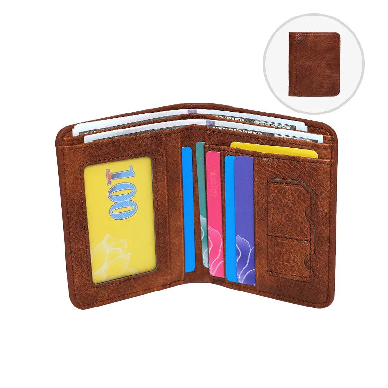 Men's Solid Color Pu Leather Folding Small Wallets