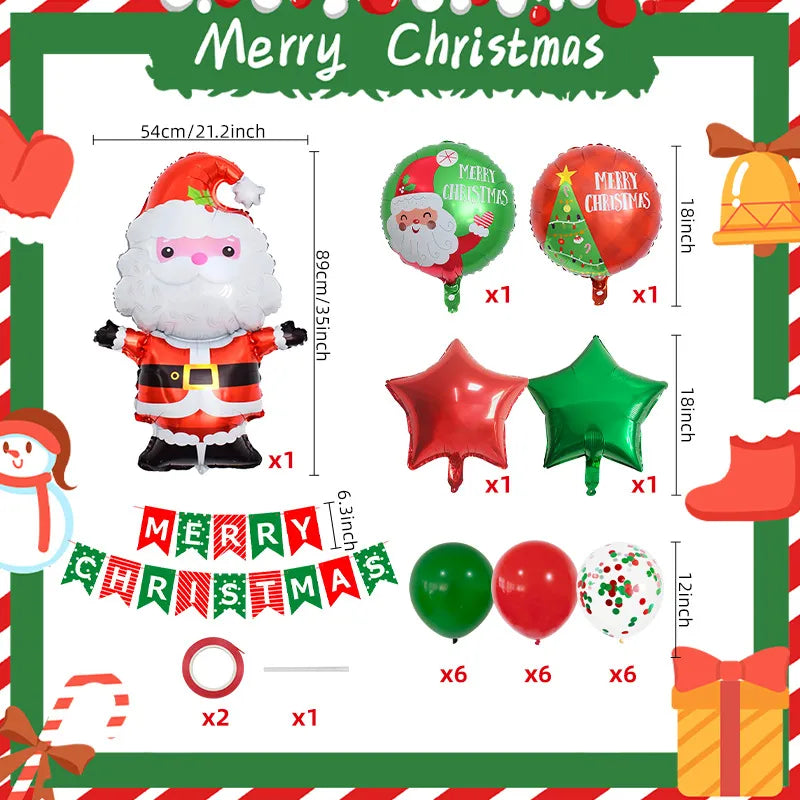 Christmas Nordic Style Modern Style Santa Claus Gingerbread Snowman Aluminum Film Party Festival Balloons