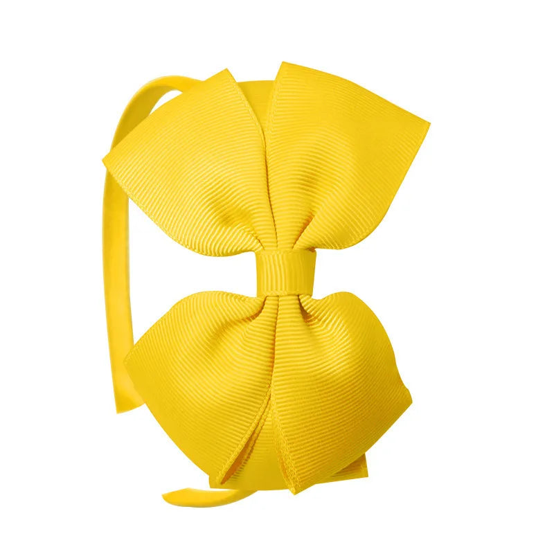 Popular  Kidsren's Pure Color Ribbed Rainbow Bow Head Buckle Small Fresh Versatile Girl Headband Hot Sale