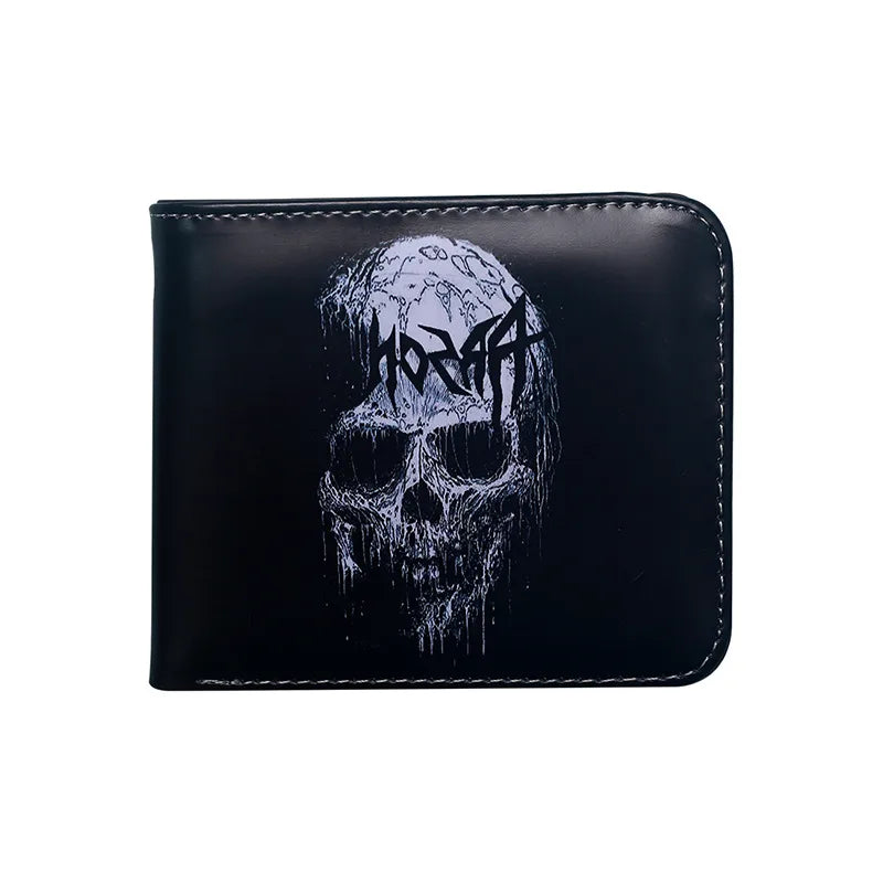 Men's Skull PVC Flip Cover Card Holder Small Wallets