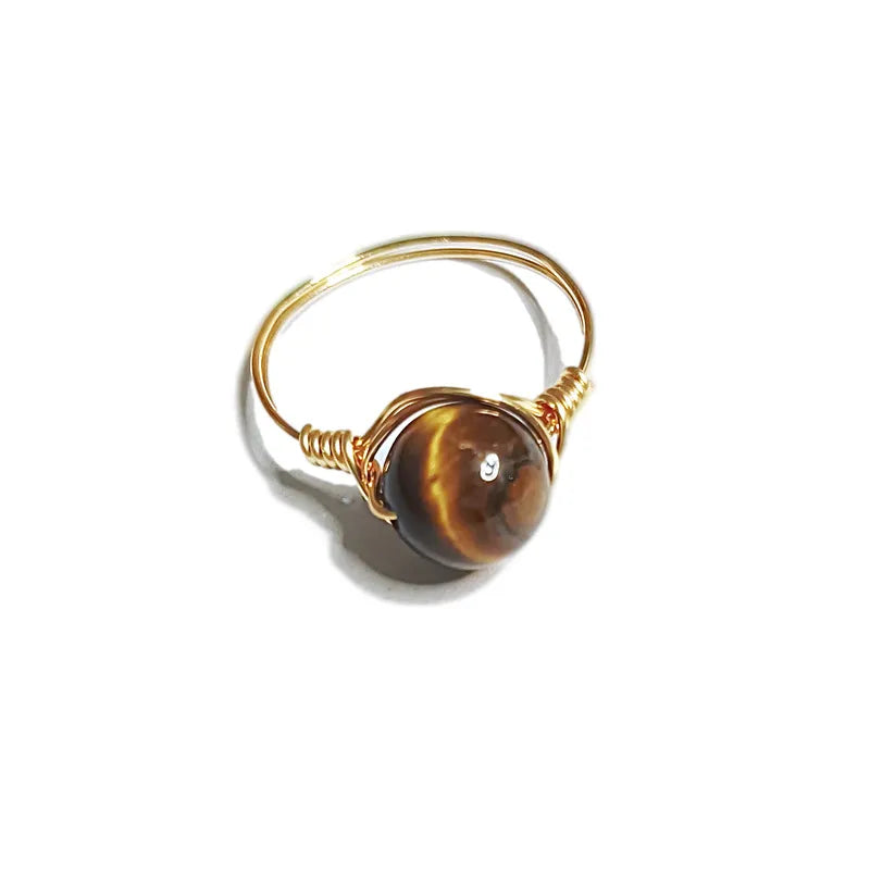fashion round natural stone rings 1 piece