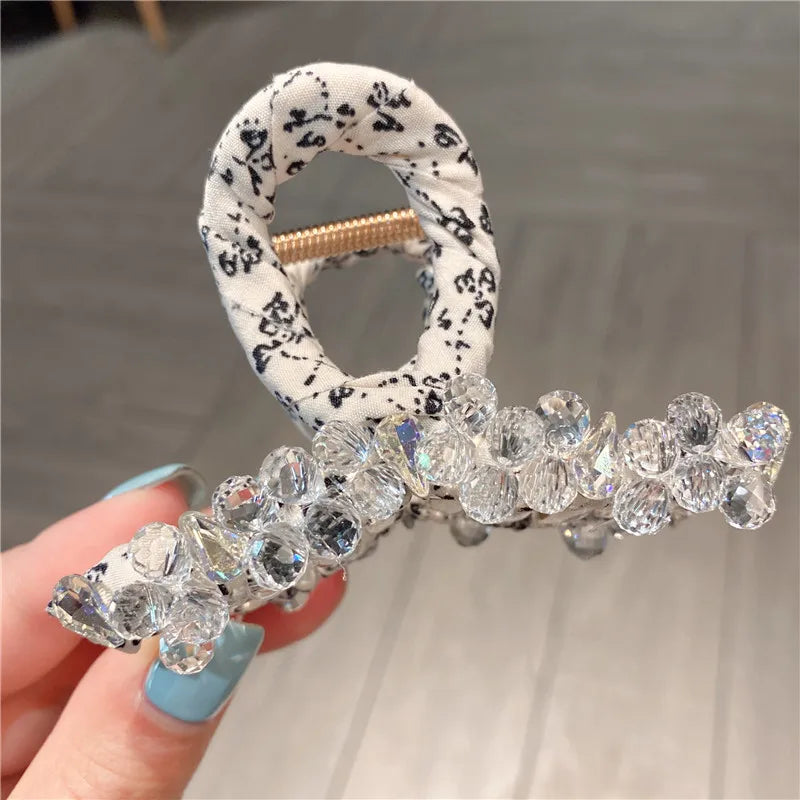 Luxury Large Crystal Hair Claw Shark Clamp Women Fashion Fairy Tale Sweet Back Of Head Updo Hair Clip Stylish Hair Accessory