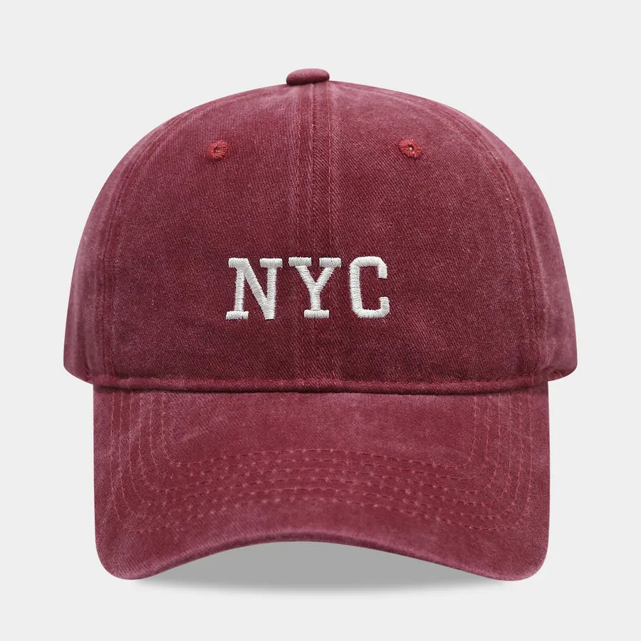 Retro American NYC Letter Embroidery Soft Top Baseball Cap Women's Sporty Summer Hat Face Slimming Men's Sunshade Cap