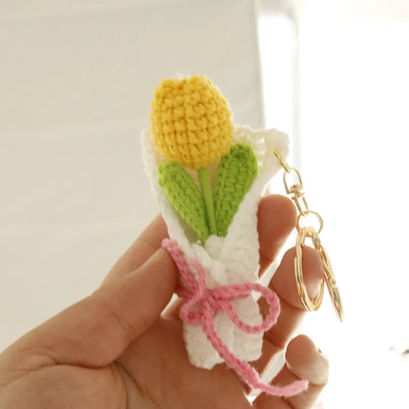 1 Piece Cute Classic Style Flower yarn Bag Pendant Keychain