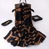 women's casual simple style stripe satin printing silk scarf