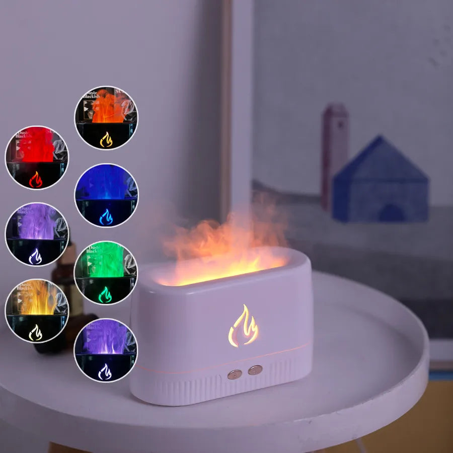 creative simulation flame aromatherapy machine fragrance expansion machine home desktop office flame seven-color humidifier