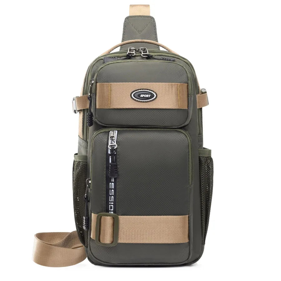Men's Color Block Oxford Cloth Zipper Fanny Pack