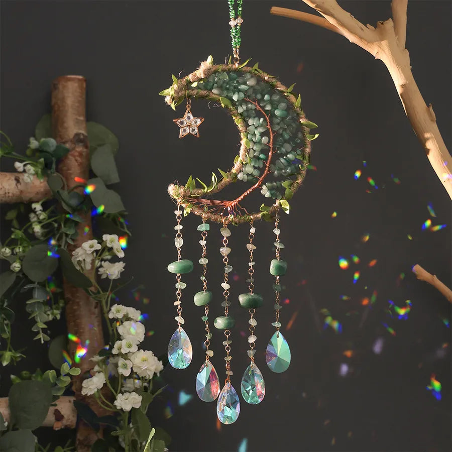 Romantic Simple Style Star Moon Crystal gravel copper wire Dreamcatcher Wall Art