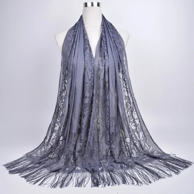 women's streetwear solid color polyester tassel winter scarves