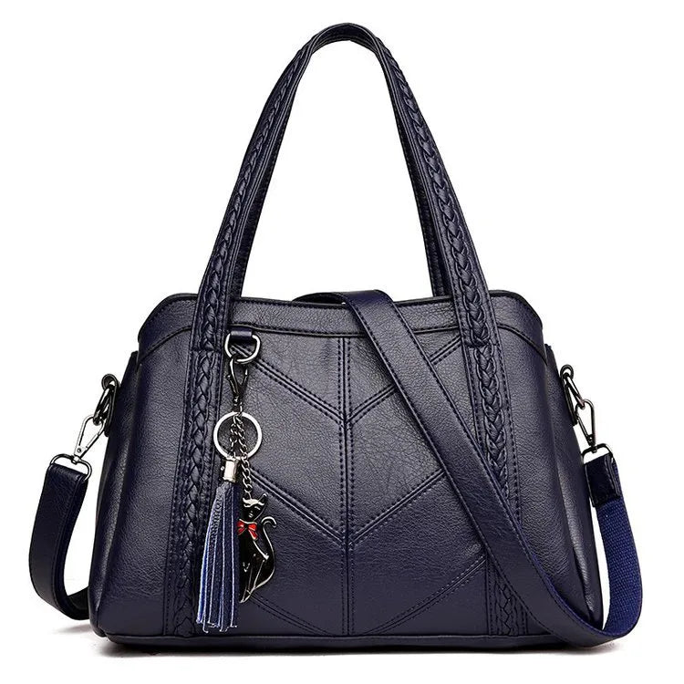 women's all seasons pu leather solid color elegant square zipper handbag