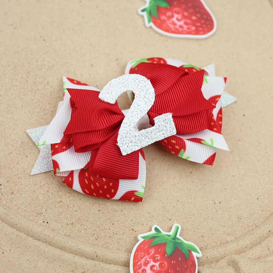 Explosions Birthday Hair Band Digital Glitt Hairpin Hair Band Baby Strawberry Birthday Hair Accessories