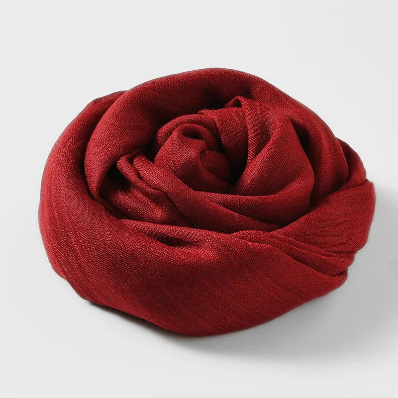 women's simple style solid color cotton and linen silk scarves