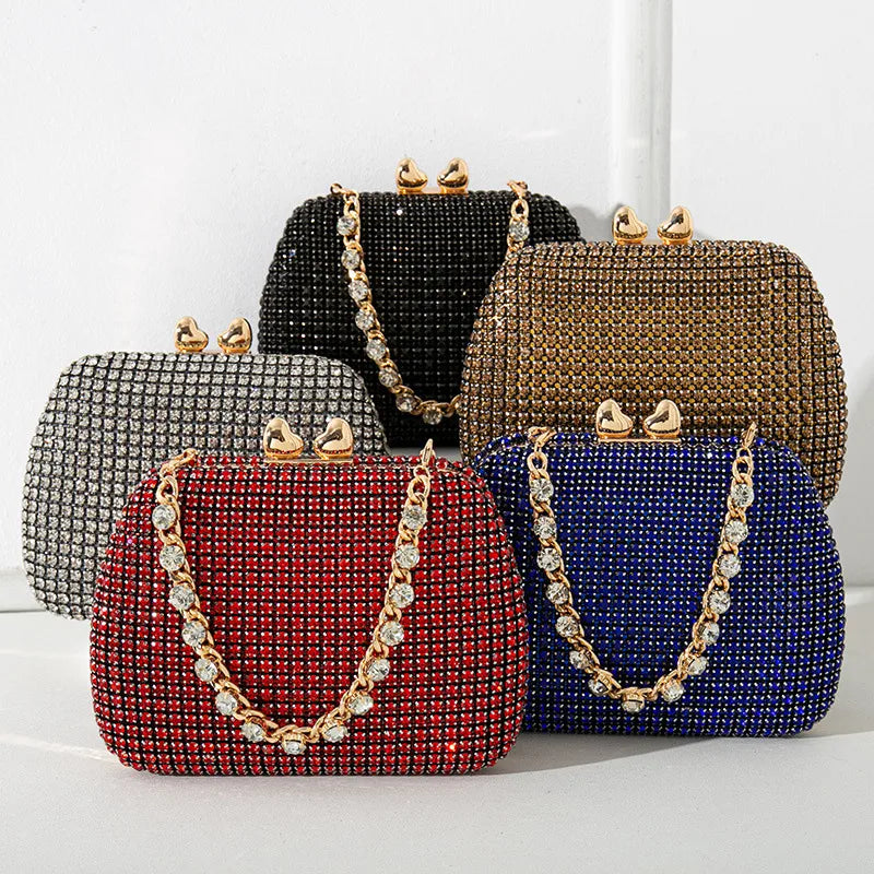 Silver Black Red Pu Leather Solid Color Square Evening Bags