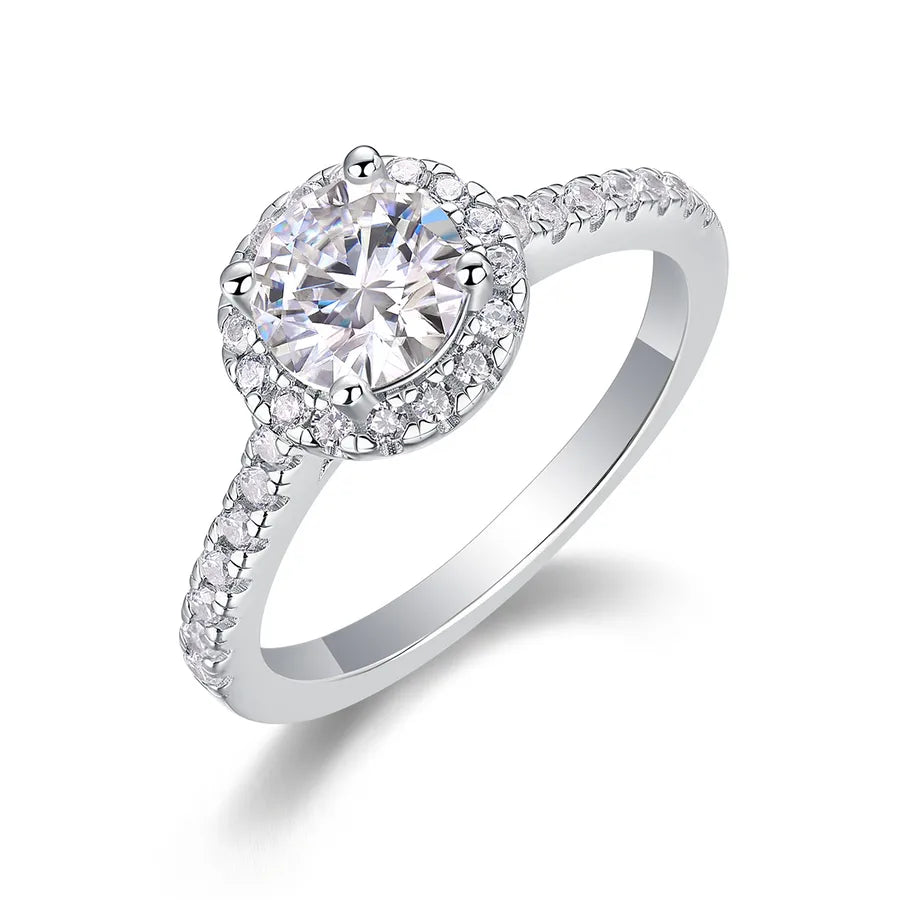 Moissanite 925 Sterling Silver Rings GRA Certificate Geometric Rings