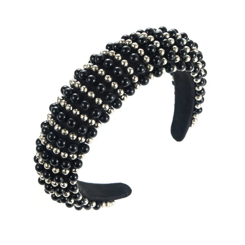 fashion thick sponge pearl headband female online influencer retro headband high skull top hair accessories