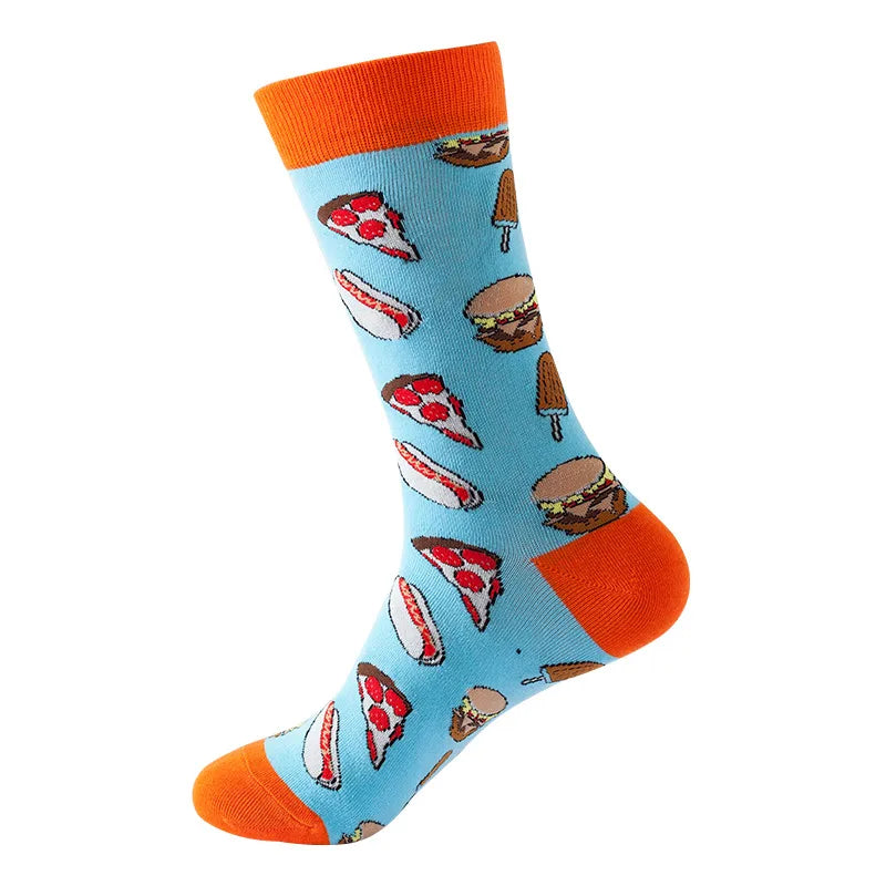 Unisex Cute Hamburger French Fries Watermelon Cotton Jacquard Ankle Socks A Pair