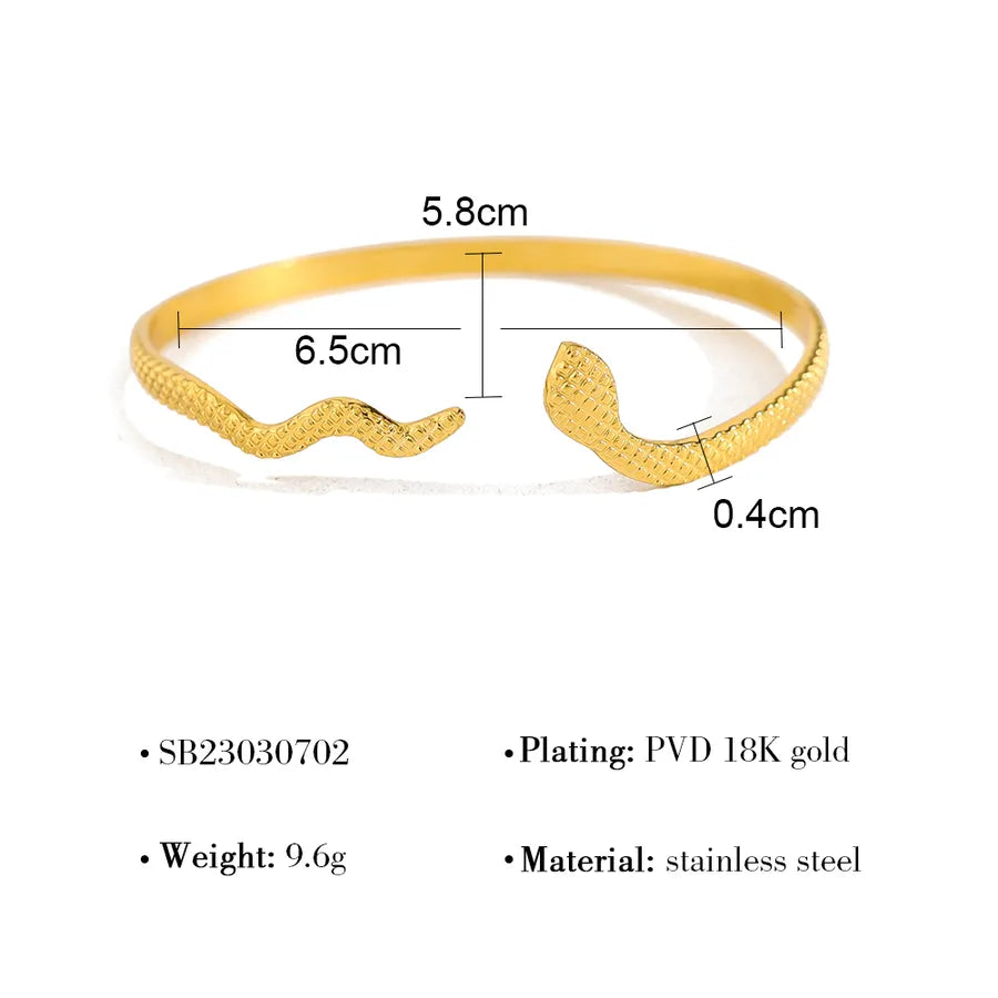 Classic Style Shiny Circle Snake 304 Stainless Steel 18K Gold Plated Bangle In Bulk