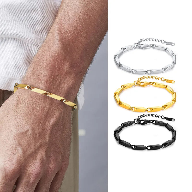 Simple Style Rhombus 304 Stainless Steel  Bracelets In Bulk