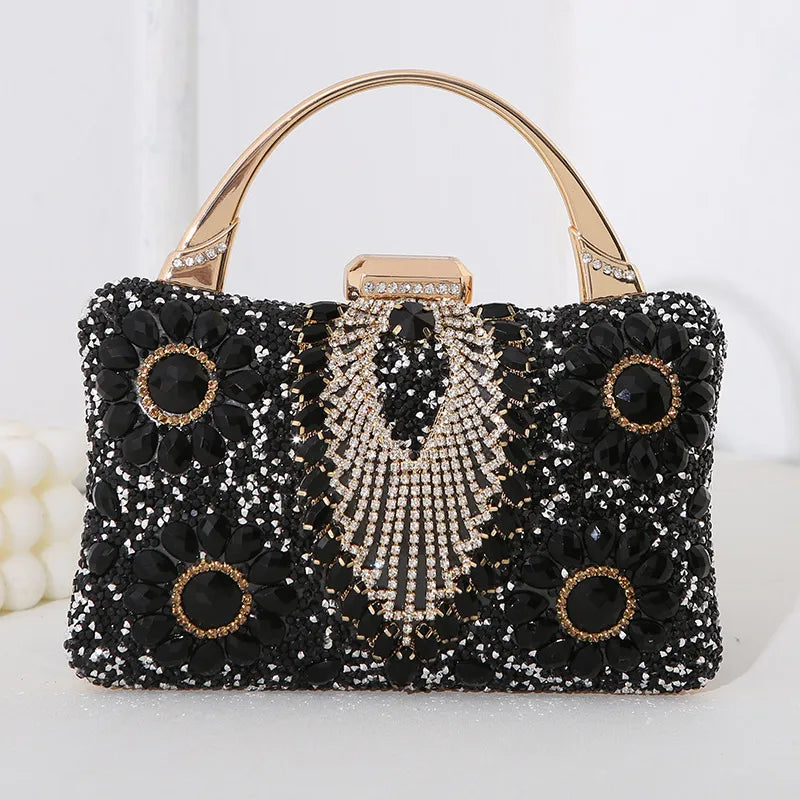 silver black red pu leather flower pillow shape evening bags