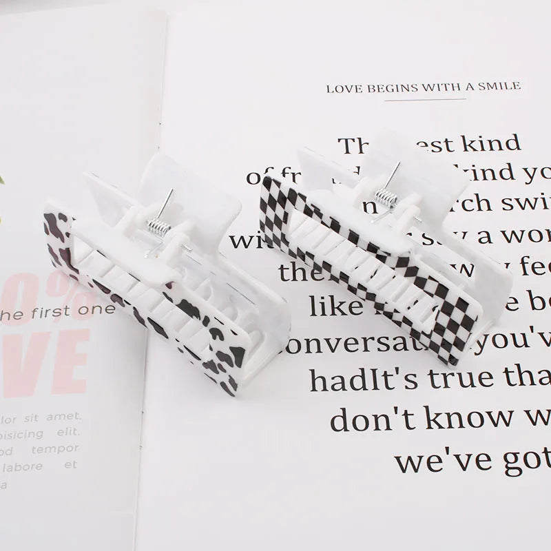 commute New style cow pattern lattice plastic resin hair claws