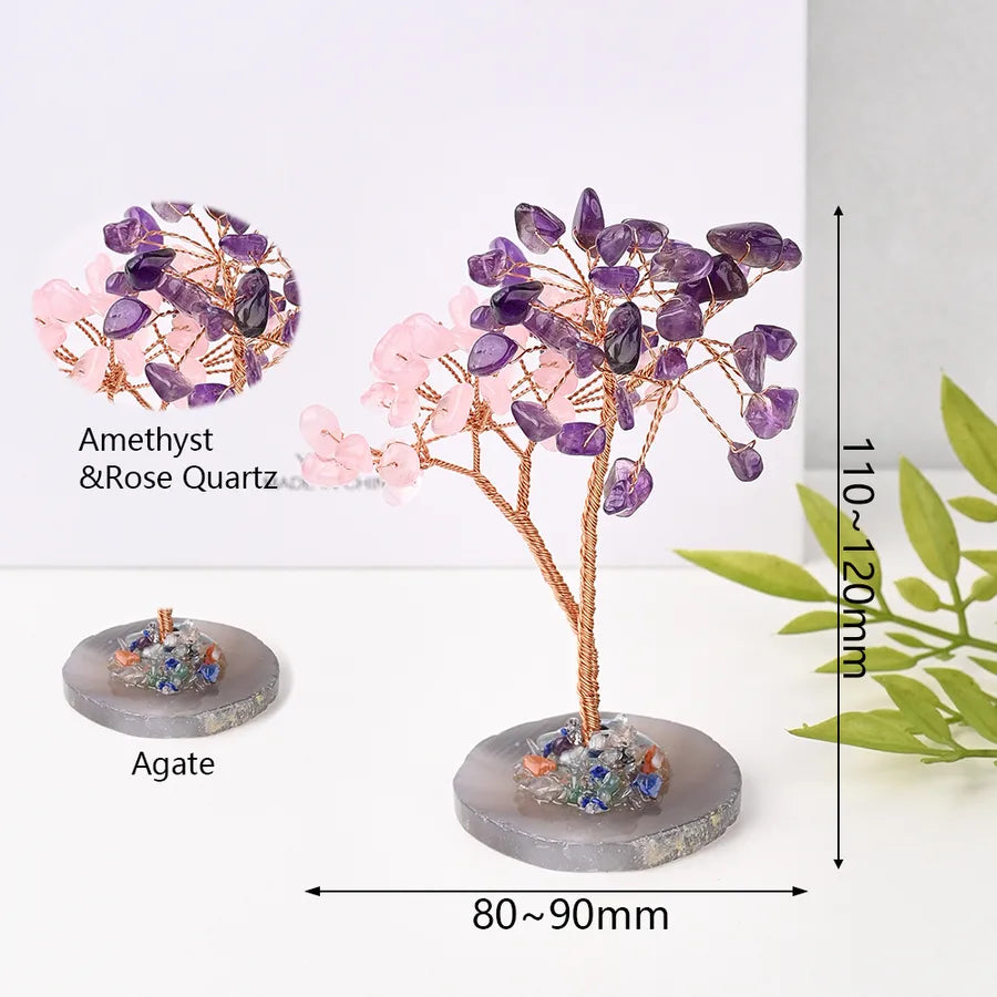 Elegant Handmade Simple Style Tree natural stone copper wire Ornaments Artificial Decorations