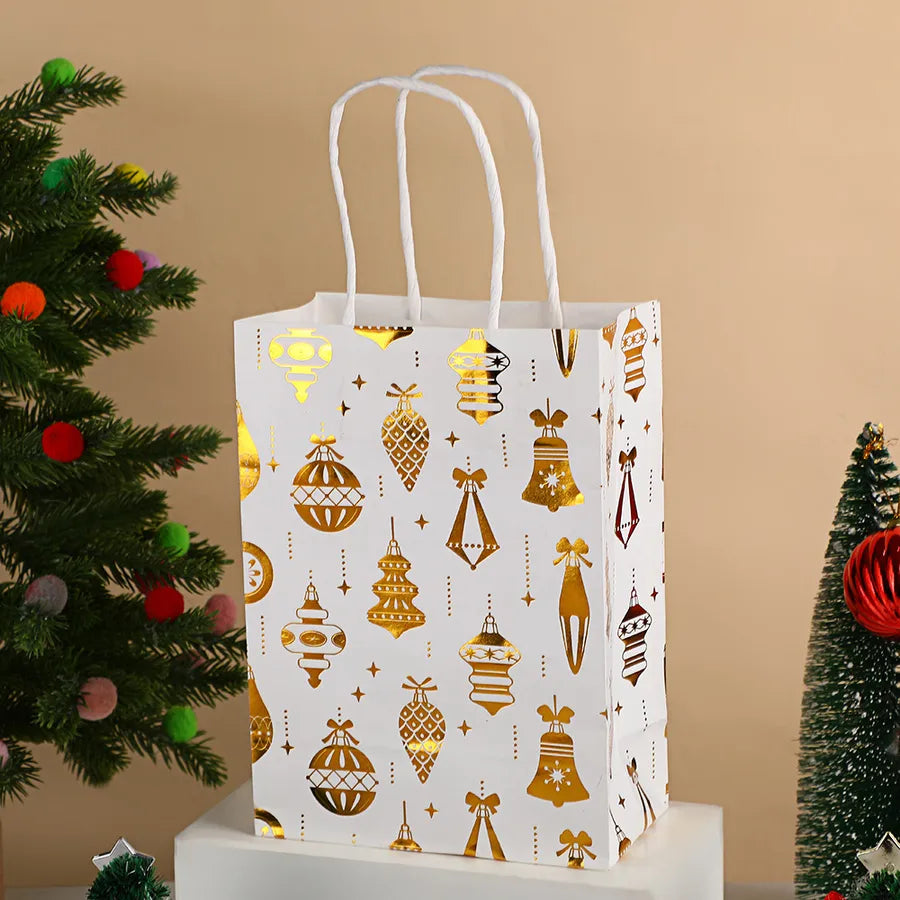Cartoon Christmas Tree Deer Snowflake Holiday Party Gift Bags Snacks Packaging Bags Festive Design Universal Paper Bags