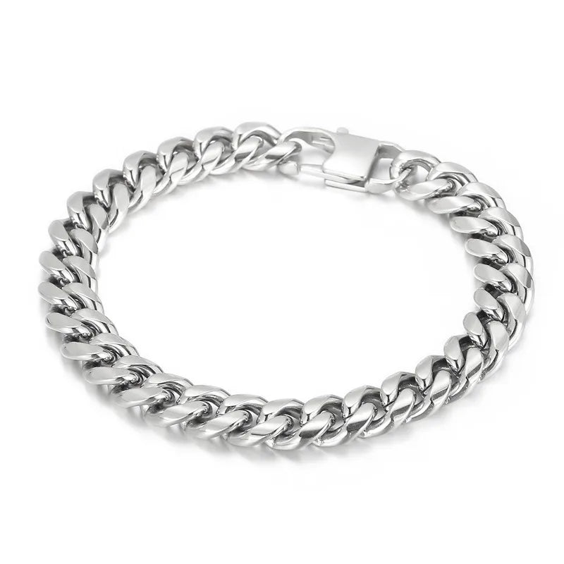 Simple Style Geometric Solid Color Titanium Steel 18K Gold Plated Men's Bracelets