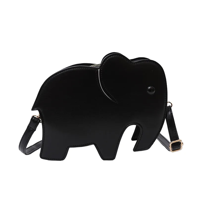 Women's PU Elephant Cute Sewing Thread Square Zipper Crossbody Bag
