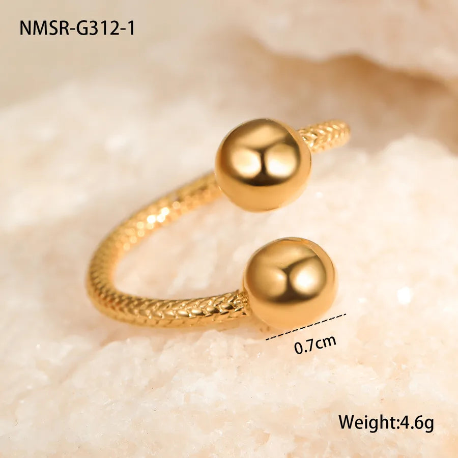 Wholesale Jewelry IG Style French Style Cool Style Round Ball 304 Stainless Steel Open Rings