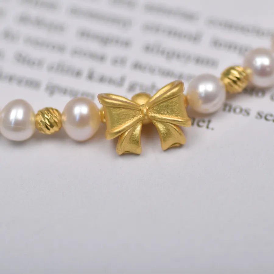 Natural Freshwater Pearl Bracelet For Women With Butterfly Knot Running Princess Design 925 Silver Jewelry Gift For Girlfriend