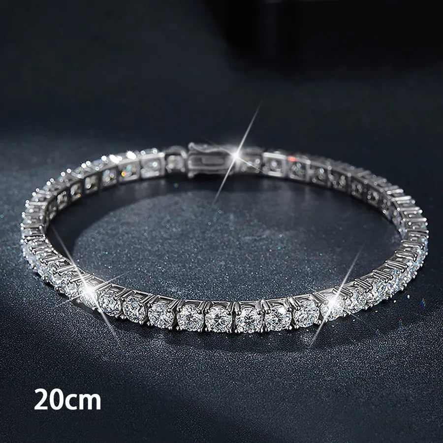 Moissanite 925 Sterling Silver Tennis Bracelet Round Brilliant Cut Geometric White Gold Plated Tennis Bracelet