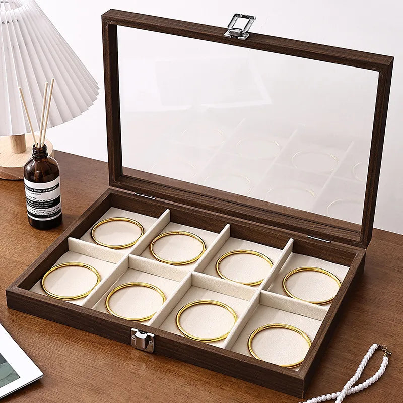 Walnut Color Luxury Covered Jewelry Box Ring Bracelet Earring Necklace Storage Box Dustproof Moistureproof Special Purpose
