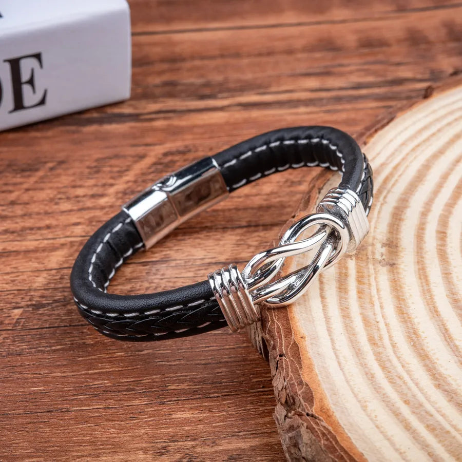Casual Simple Style Knot Pu Leather Alloy Men's Bracelets