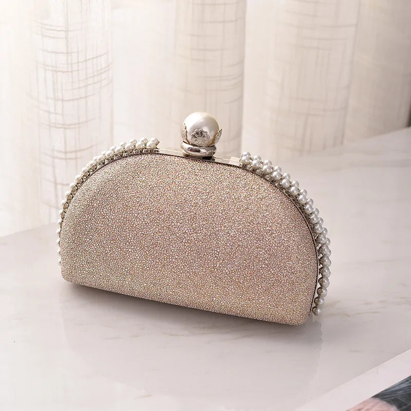 silver champagne red pu leather solid color shell evening bags