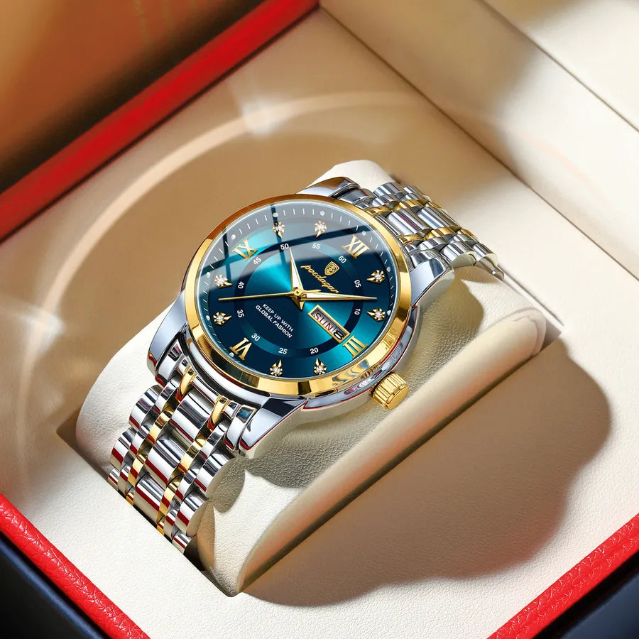 brand waterproof new men's watch double calendar luminous quartz watch live broadcast