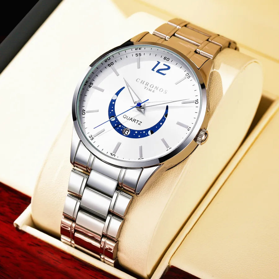 Casual Geometric Double Side Snaps Quartz Men's Watches