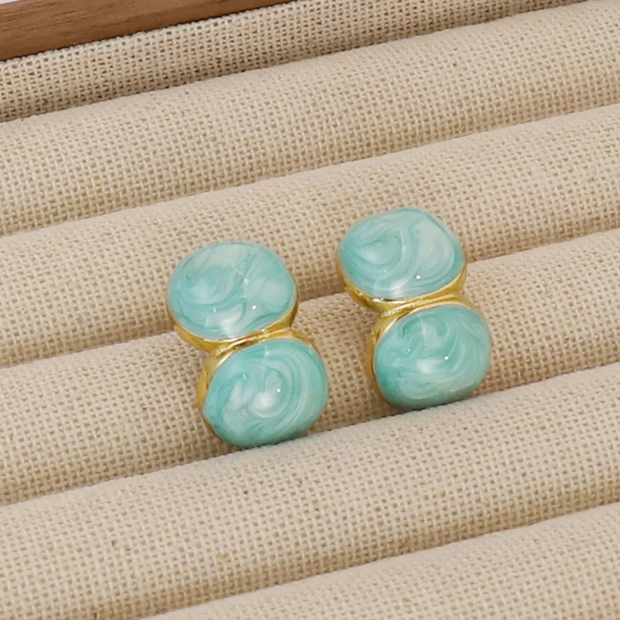 1 Pair Elegant Lady Simple Style Square 304 Stainless Steel 18K Gold Plated Ear Studs