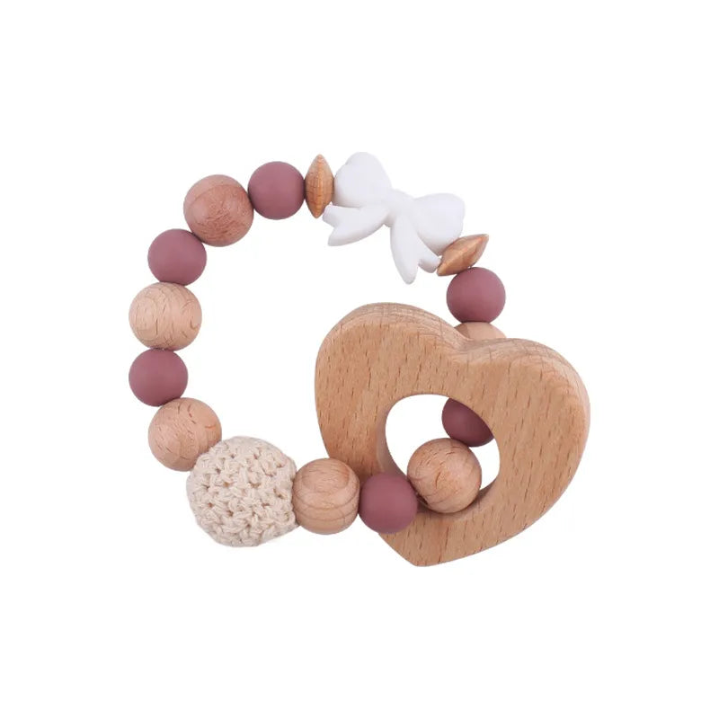 Cute Heart Shape Bow Knot Beech Silica Gel Baby Accessories