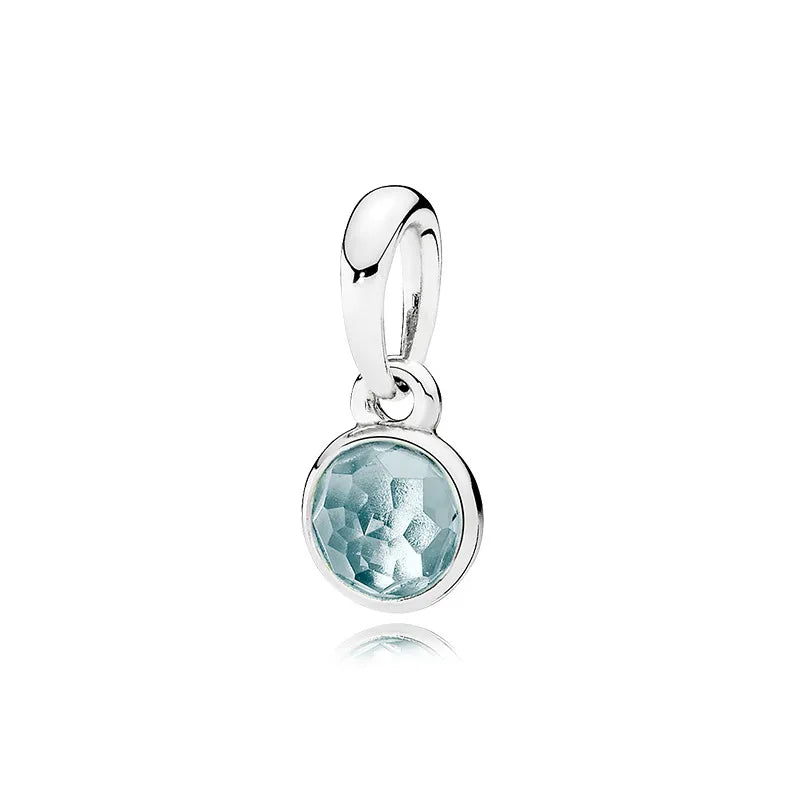 New Hot-Selling Monthly Pendant Water Drop 925 Silver Pendant April Birthstone Garnet Rose Quartz Necklace Women's Jewelry