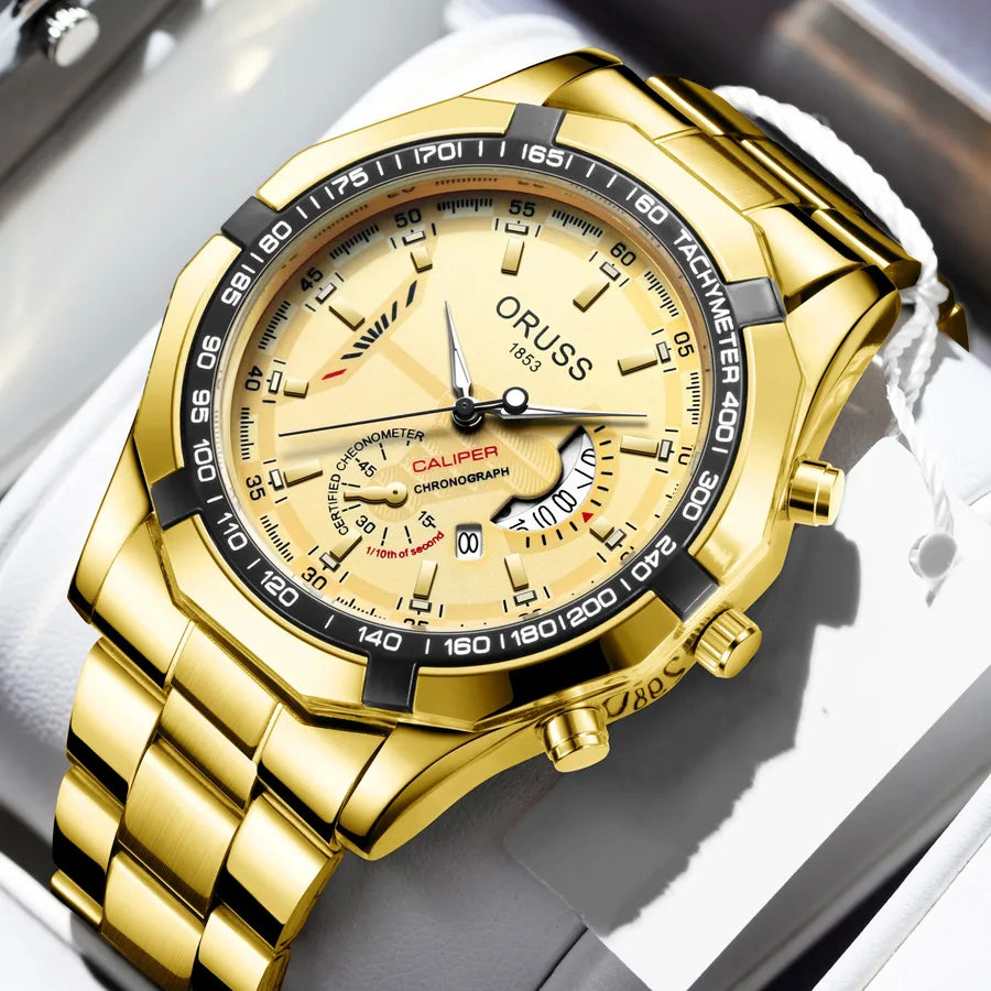 business geometric single folding buckle quartz men's watches