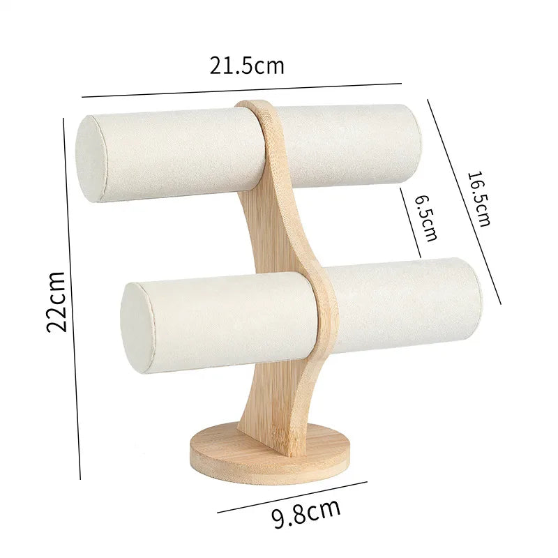 1 Piece Bamboo Wood Flannel Nordic Style Solid Color Jewelry Display