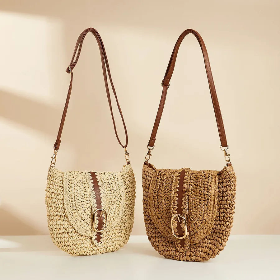 New New Style All-Matching Casual Shoulder Bag Straw Bag Mori Style Hand-Woven Bag Handbag Large Capacity Sand
