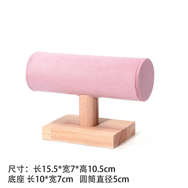 Wooden Bracelet Display Stand Single Layer I-Shaped Watch Storage Rack Nordic Style Jewelry Accessory Organizer Velvet And Solid Wood