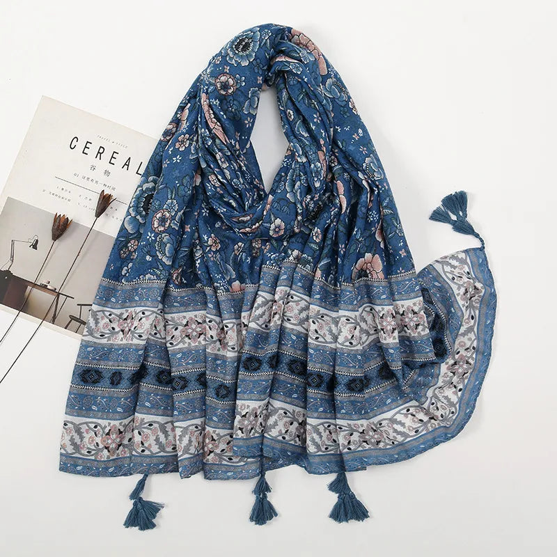 Women's Sweet Color Block Polyester Printing Scarf