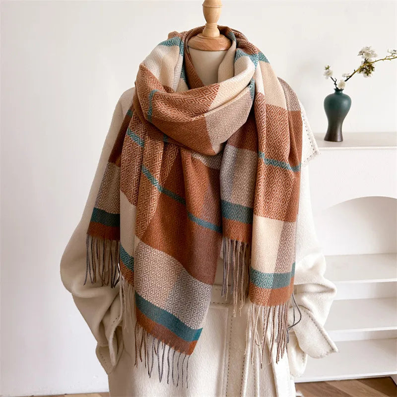 Unisex Casual Elegant Lattice Polyester Scarf